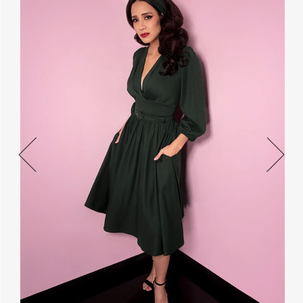 Vixen by Micheline Pitt Dark Green Midi Dress
